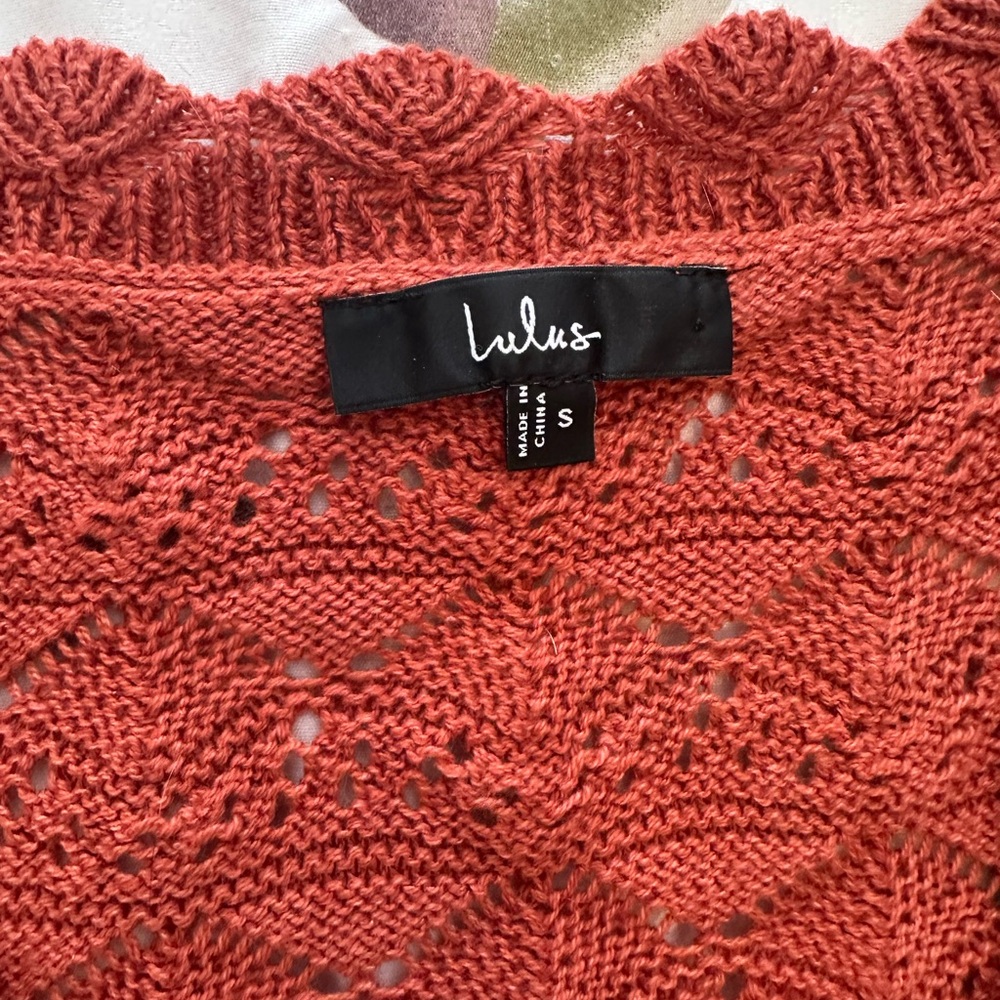 Lulus Sweetest Example Rust Orange Pointelle Knit… - image 3